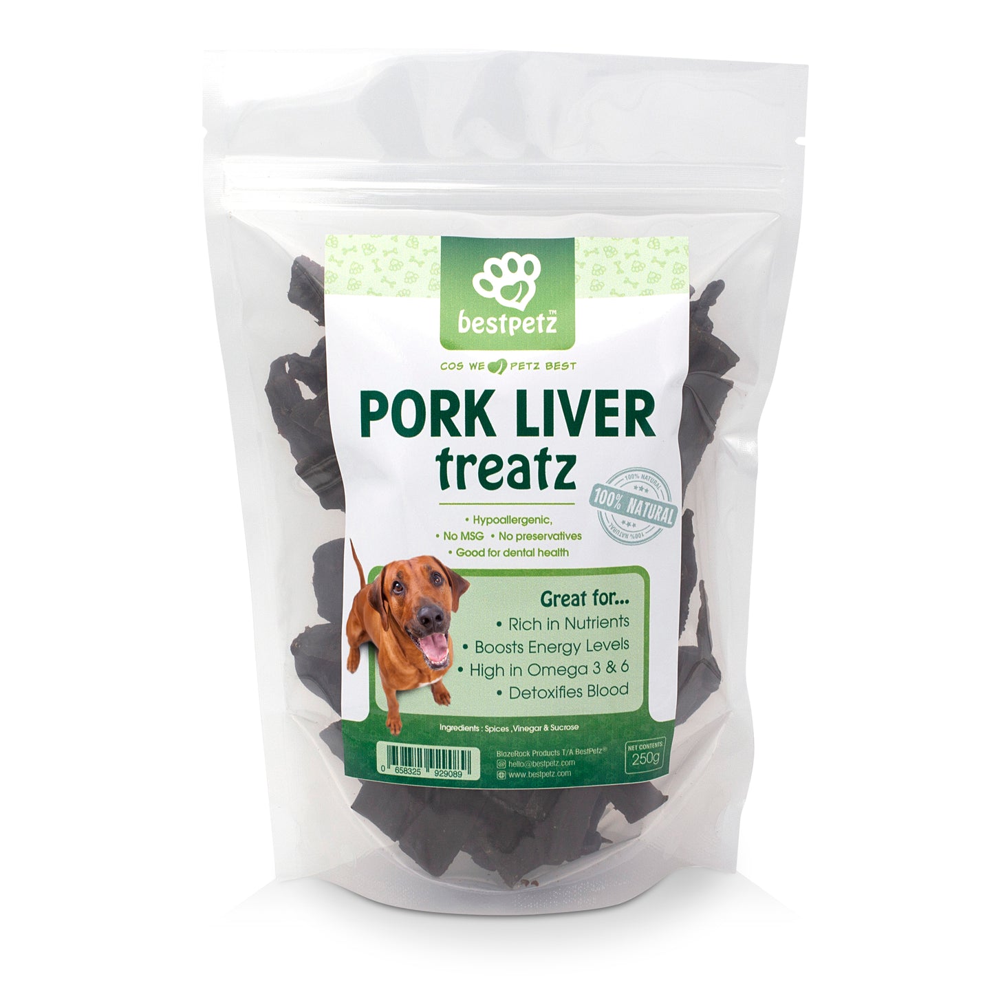 100% Pork Liver Biltong Treats 250g