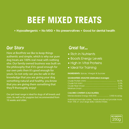 100% Pure Beef Biltong Mixed Treats 250g