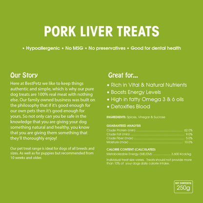 100% Pork Liver Biltong Treats 250g